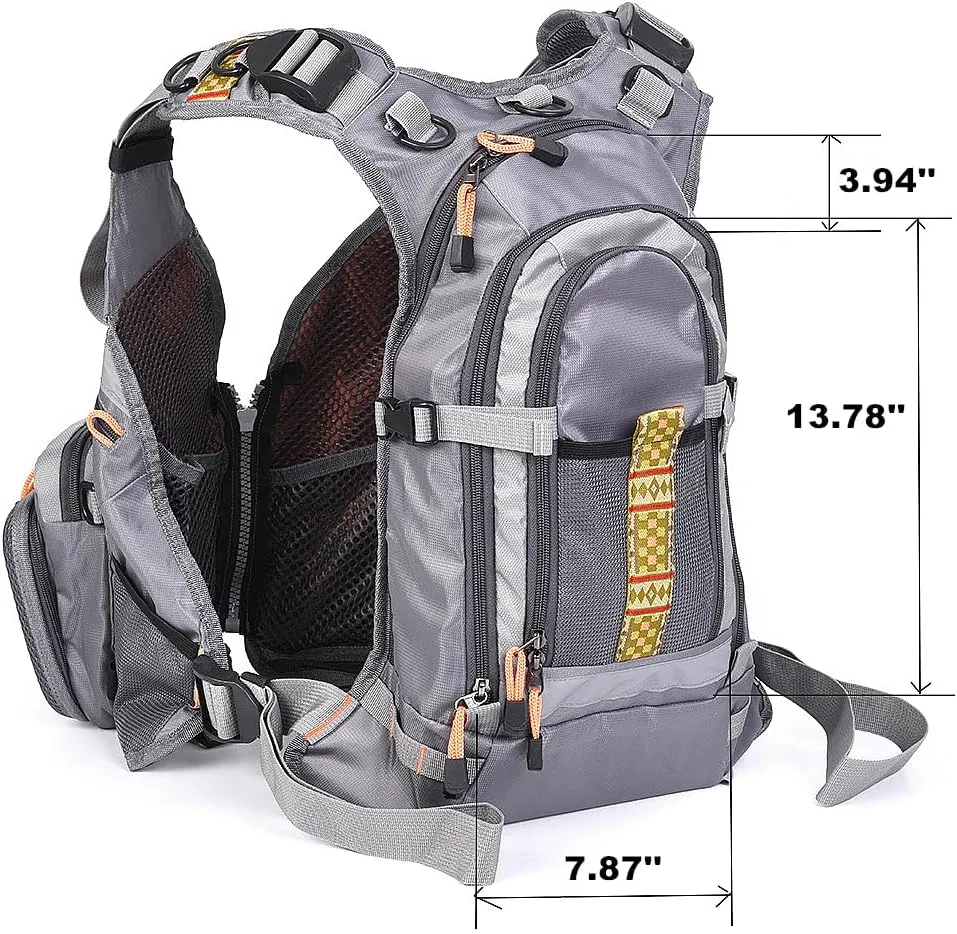 UNISTRENGH Fly Fishing Vest Multi Pocket Waistcoat Adjustable Breathable Mesh Fishing Gear Jacket for Men and Women (V-Pop_Grey)