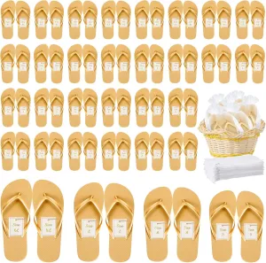 Unittype 48 Pairs Flip Flops Bulk for Wedding Guests Hotel Slippers with Size Cards and Bags for Wedding Beach Pool