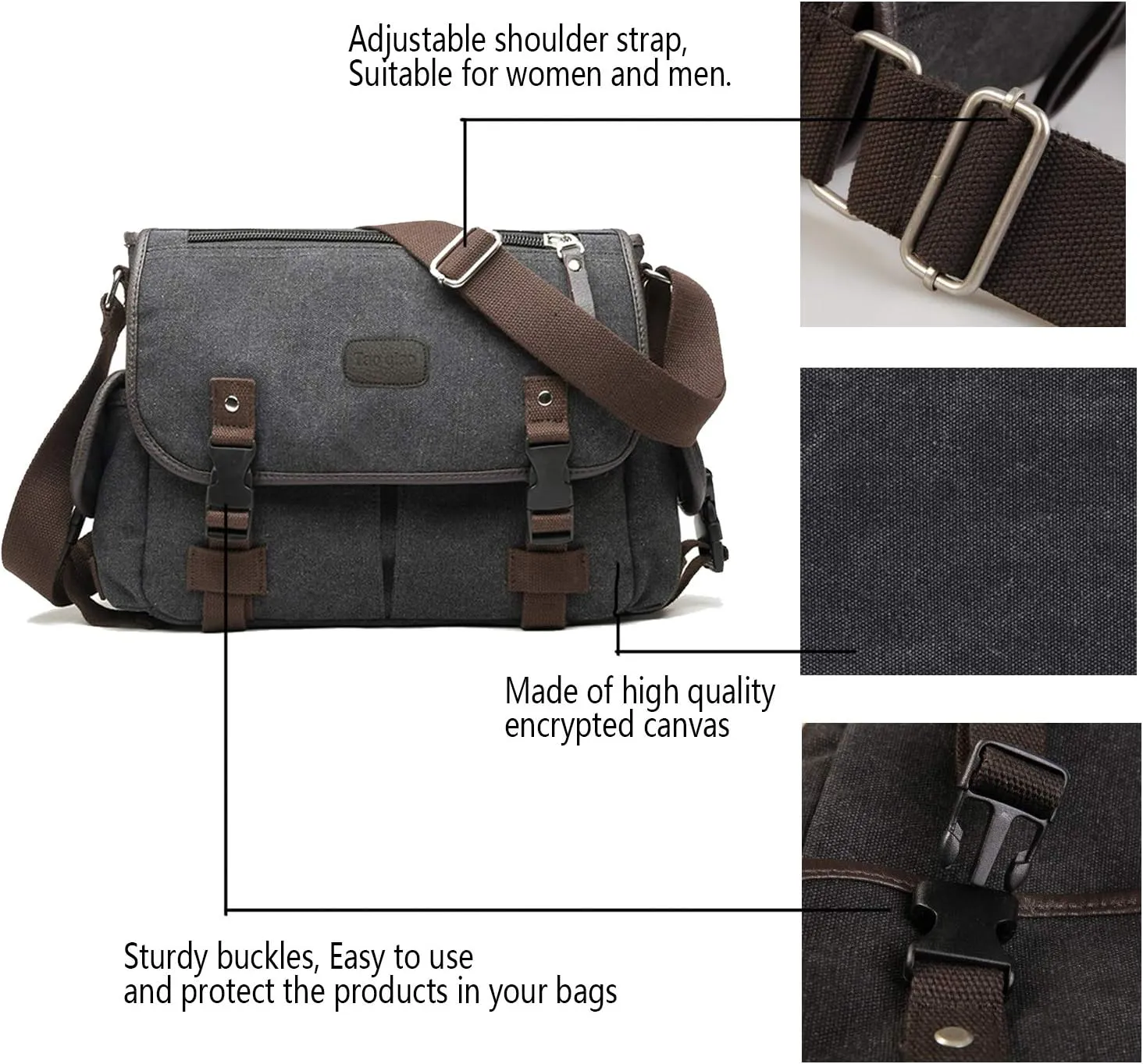 [Upgraded] Vintage Canvas Messenger Bag Large Book Laptop Shoulder Bag Women Men New