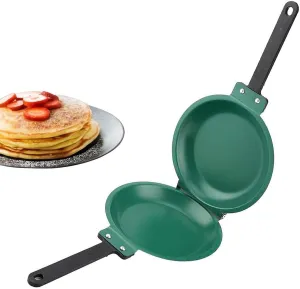 Valentine's Day Carnival Non-stick Frying Pan, Cast Iron Frying Pan, Double-Sided Non-Stick Pancake Maker, Folding Breakfast Frying Pan, Easy Reversible Flip for Fluffy Pancakes, Omelettes, Frittata