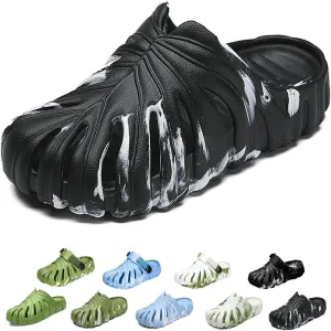 Variegated Monstera Shoes for Women and Men, Monstera Leaf Pattern Slippers Summer, Anti-Slip Soft Plant Print Slides