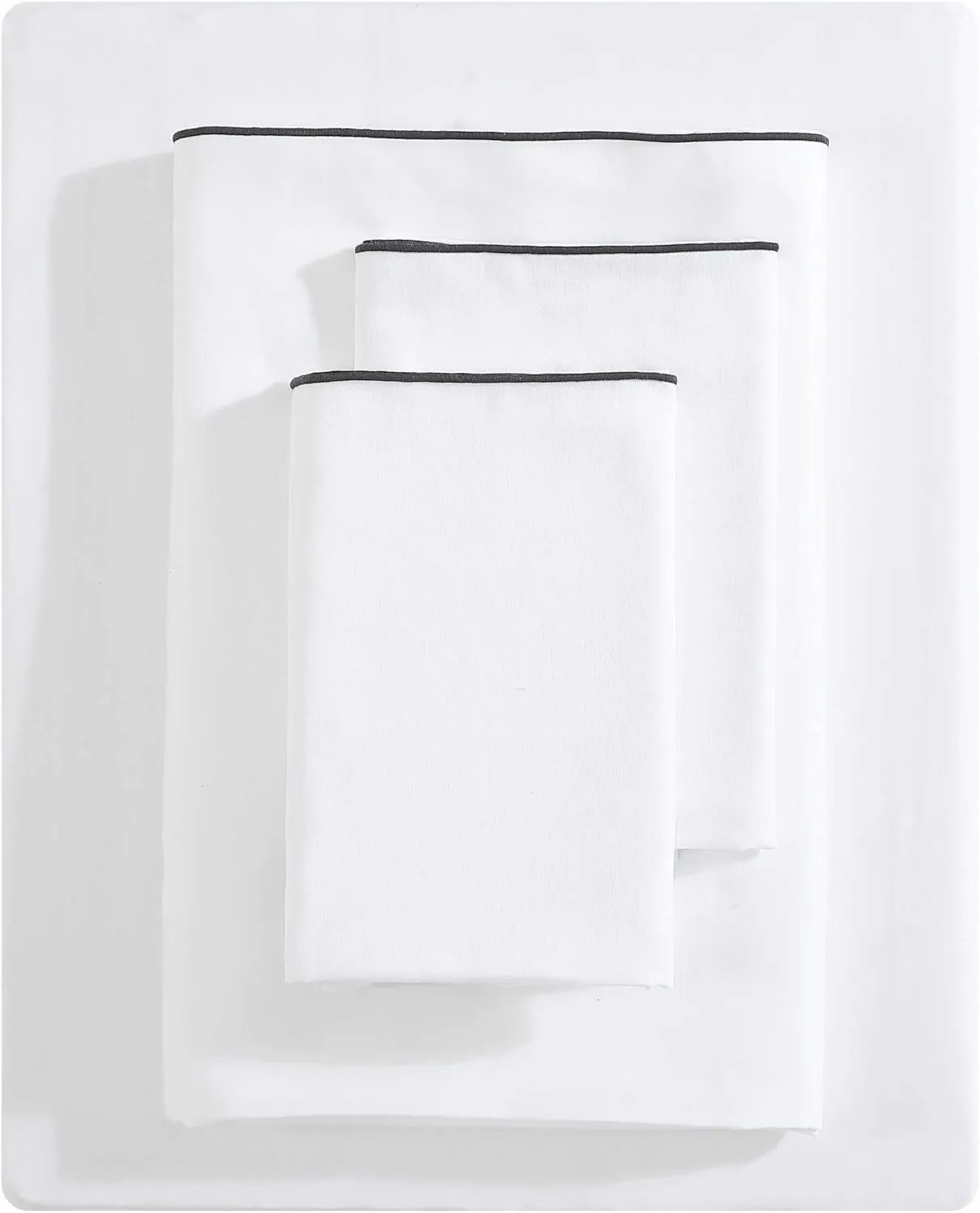 Vera Wang - King Sheet Set, Luxury Sateen Cotton Bedding, 300 Thread Count, Soft & Smooth Bedding Set (Pearl Edge Embroidered White, King)