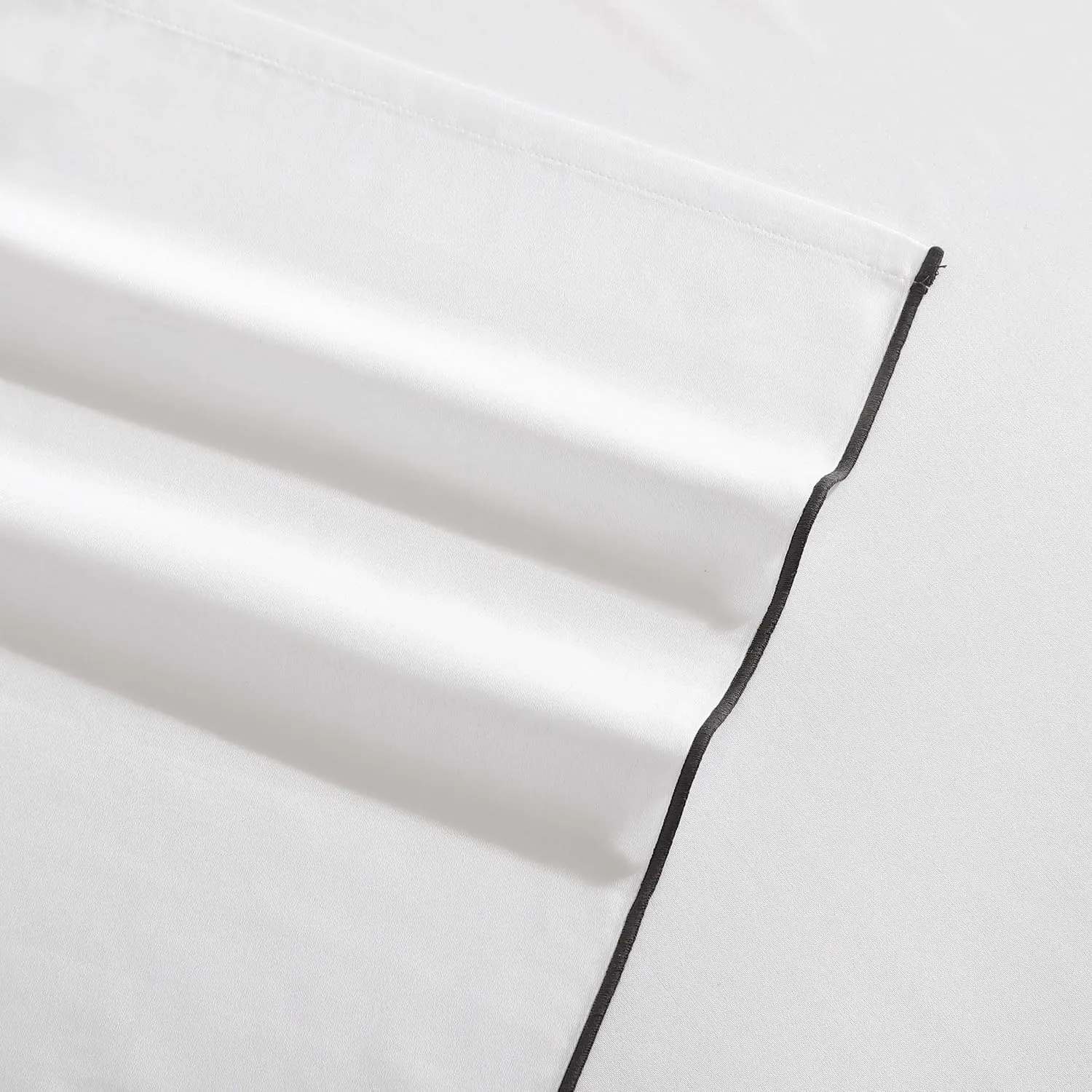 Vera Wang - King Sheet Set, Luxury Sateen Cotton Bedding, 300 Thread Count, Soft & Smooth Bedding Set (Pearl Edge Embroidered White, King)