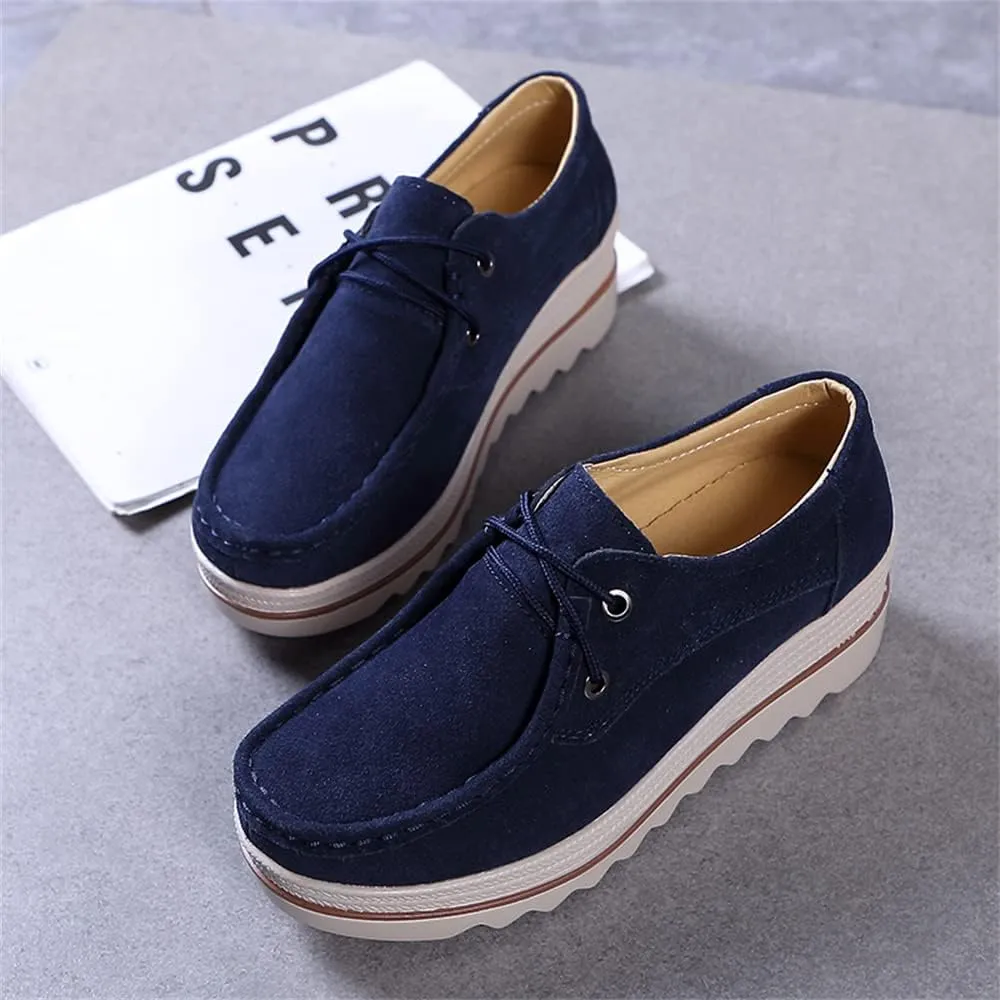 Veroders Women's Suede Wedge Loafers Slip-On Comfortable Penny Loafers Thick Soft Platform Shoes Business Work Walking
