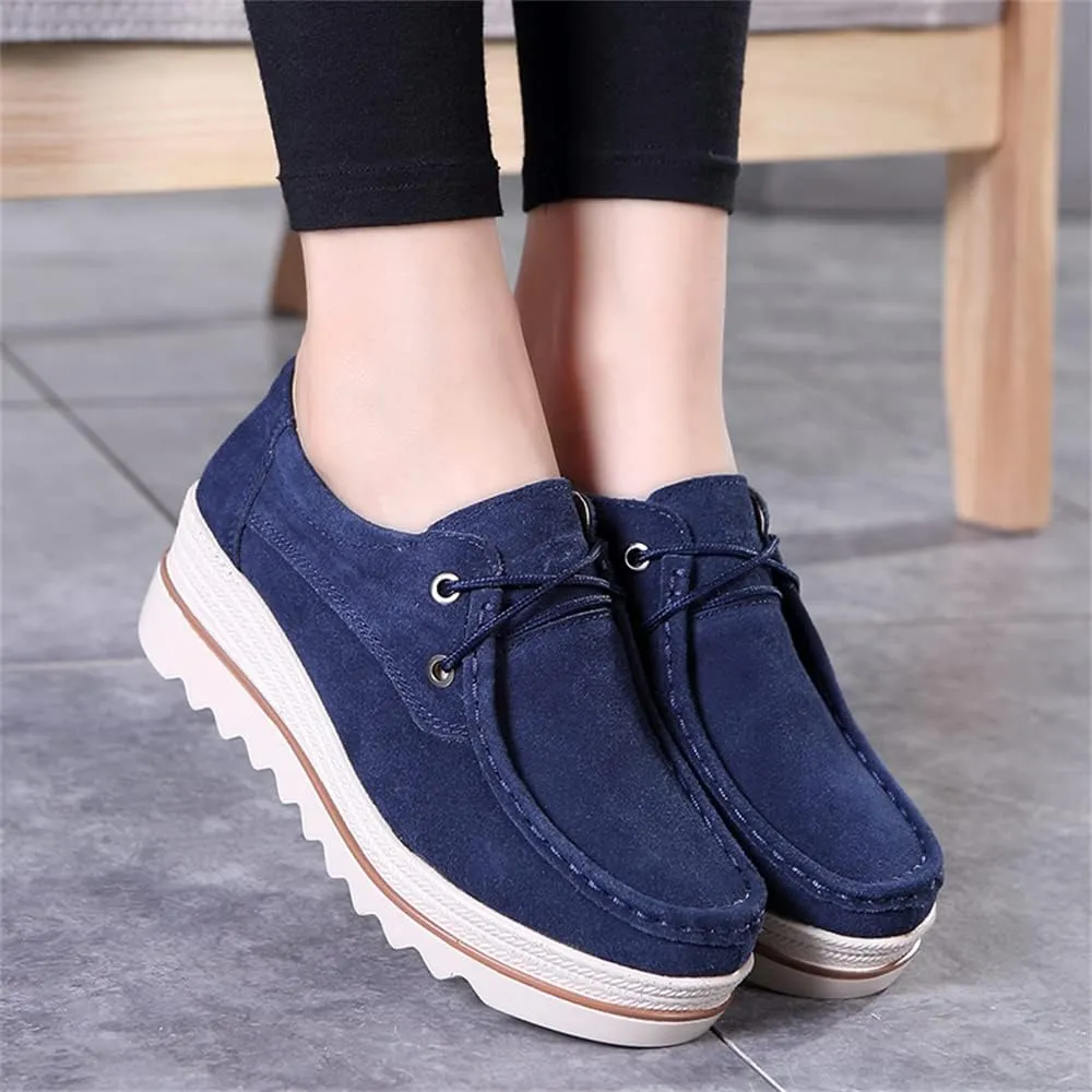 Veroders Women's Suede Wedge Loafers Slip-On Comfortable Penny Loafers Thick Soft Platform Shoes Business Work Walking