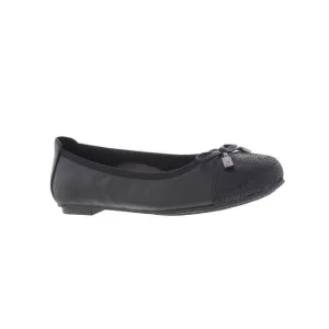 Vionic Women's Spark Minna Ballet Flat - Ladies Cap Toe Walking Flats with Concealed Orthotic Arch Support Black