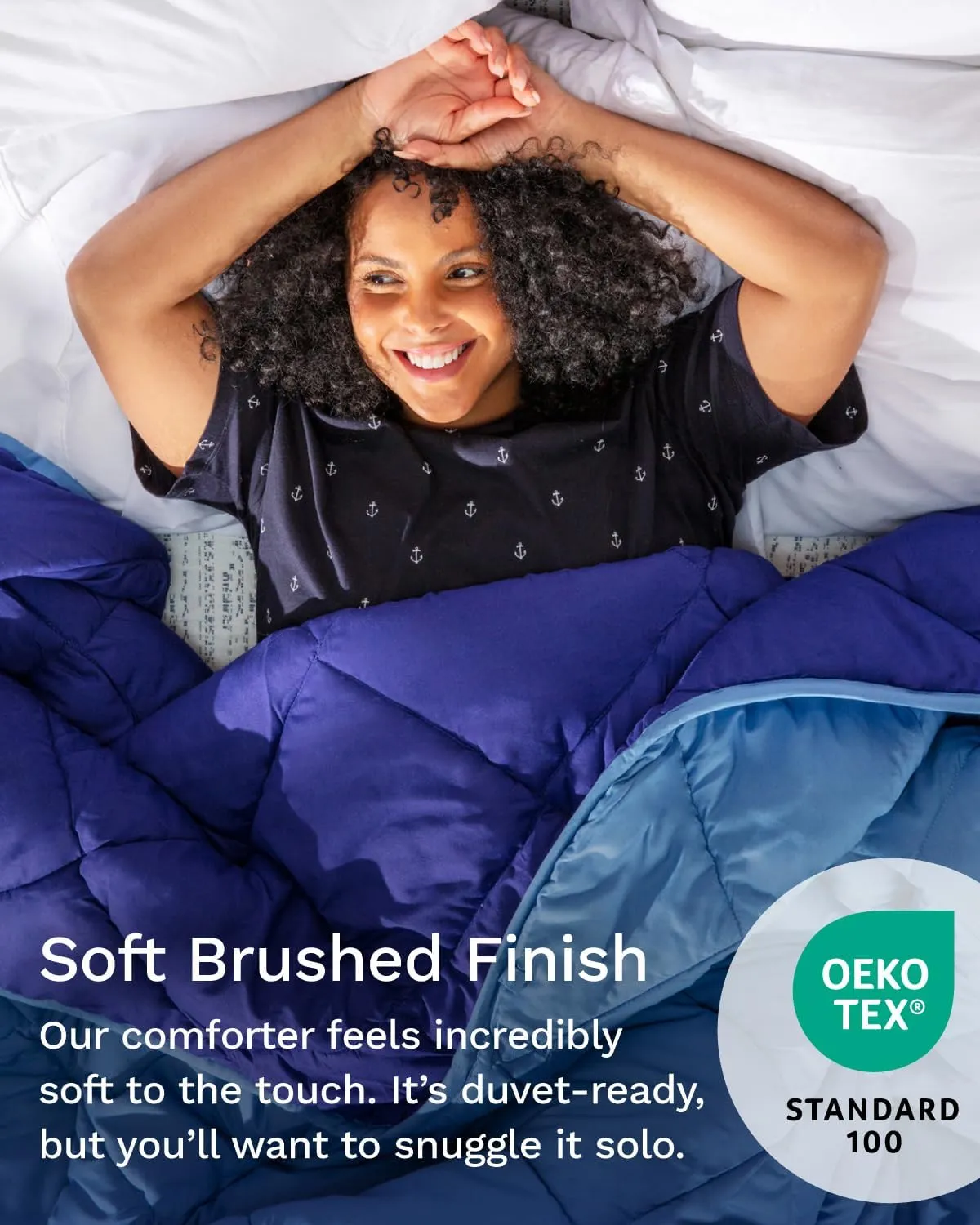 ViscoSoft All Seasons Twin XL Down Alternative Reversible Quilted Comforter - Breathable Premium Extra Long Soft Microfiber Duvet Insert Light Blue/Navy