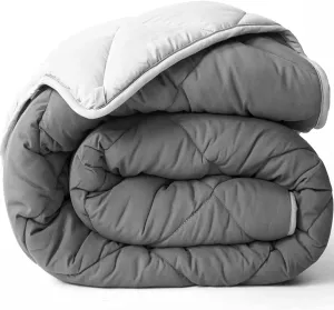 ViscoSoft All Seasons Twin/Twin XL Down Alternative Reversible Quilted Comforter - Breathable Twin Extra Long Premium Soft Microfiber, Gray