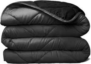 ViscoSoft Microfiber All Seasons Down Alternative Quilted Comforter - Cooling Breathable Premium Soft Reversible Microfiber Duvet Blanket, Black/Gray, Twin/Twin XL