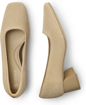 VIVAIA Women's Pumps Melody 2.0 Square Toe Chunky Heels Slip on Dressy Heels for Women Classic 1.77" Mid High Pumps Shoes