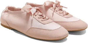 VIVIAIA Cristina Square Toe Smooth Satin Fabric Lace-Up Satin Sneakerina