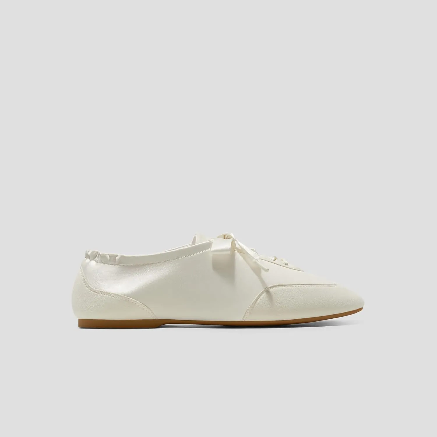 VIVIAIA Cristina Square Toe Smooth Satin Fabric Lace-Up Satin Sneakerina
