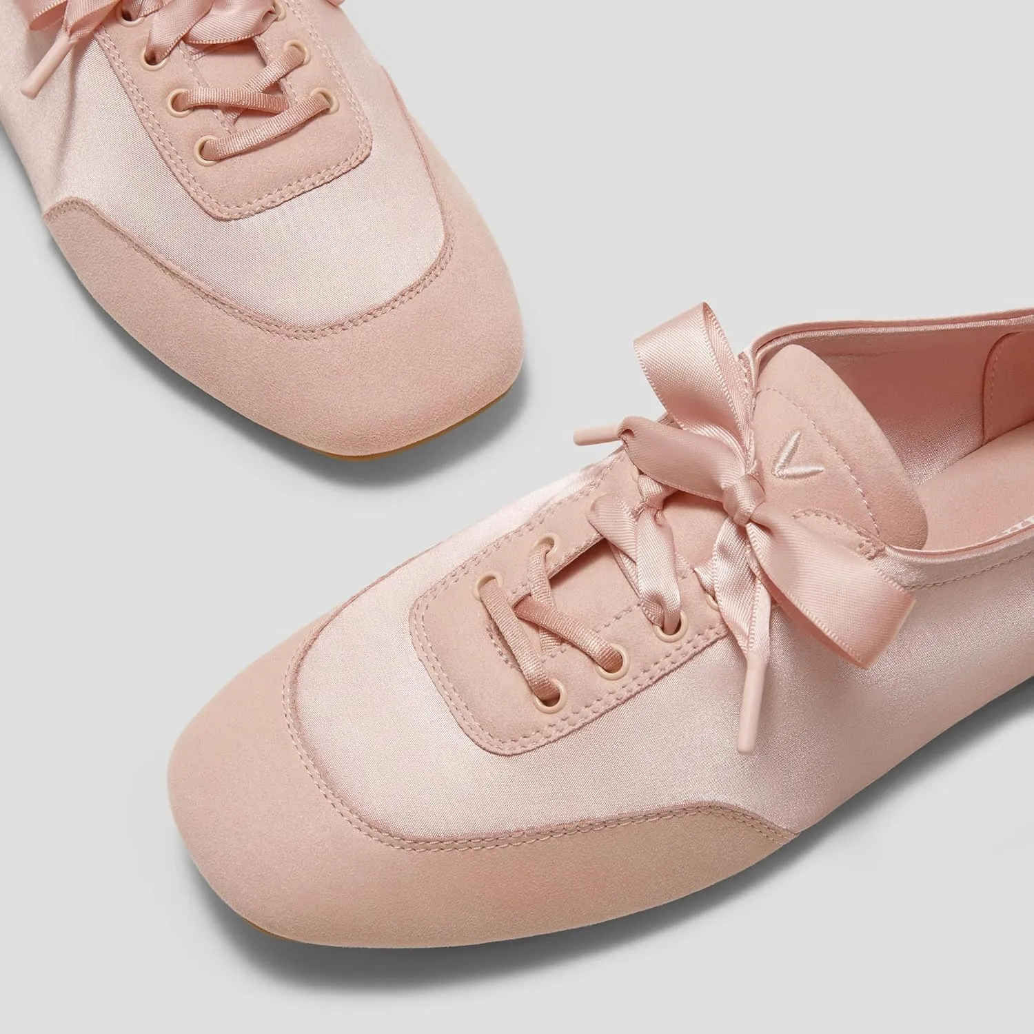 VIVIAIA Cristina Square Toe Smooth Satin Fabric Lace-Up Satin Sneakerina