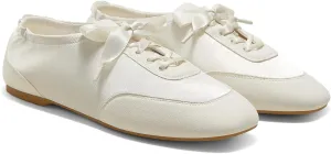 VIVIAIA Cristina Square Toe Smooth Satin Fabric Lace-Up Satin Sneakerina