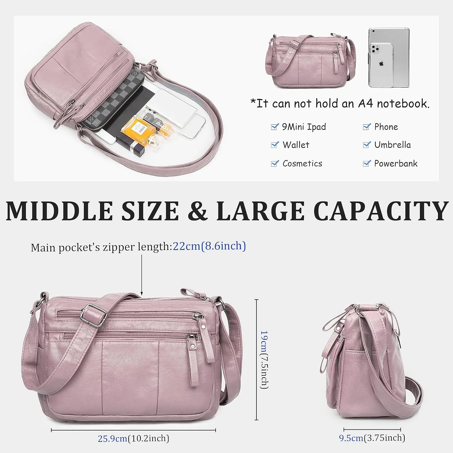 VOLGANIK ROCK Purses for Women Soft PU Leather Shoulder Bag Ladies Crossbody Purse and handbags Lightweight Pocketbook