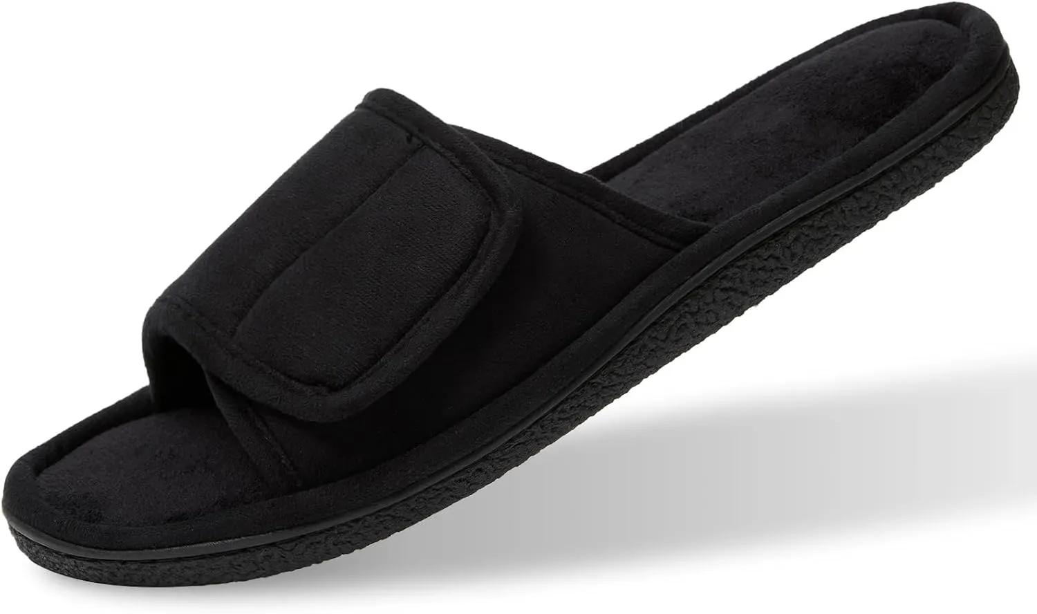 WALKFUN Men's Open Toe Slippers Adjustable Slip-on Memory Foam Indoor Slippers for Men Non Slip Outsole