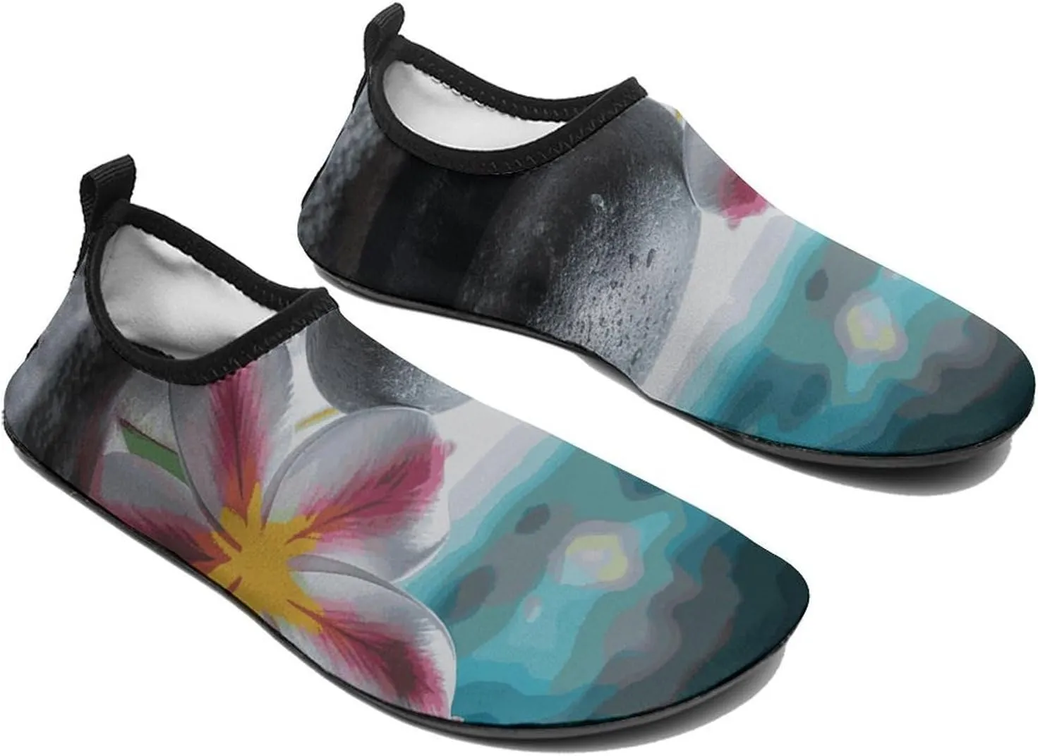 Water Shoes for Women Men Tropical Flower and Zen Stone Water Sports Shoes Slip-on Breathable Lightweight Athletic Aqua Sock