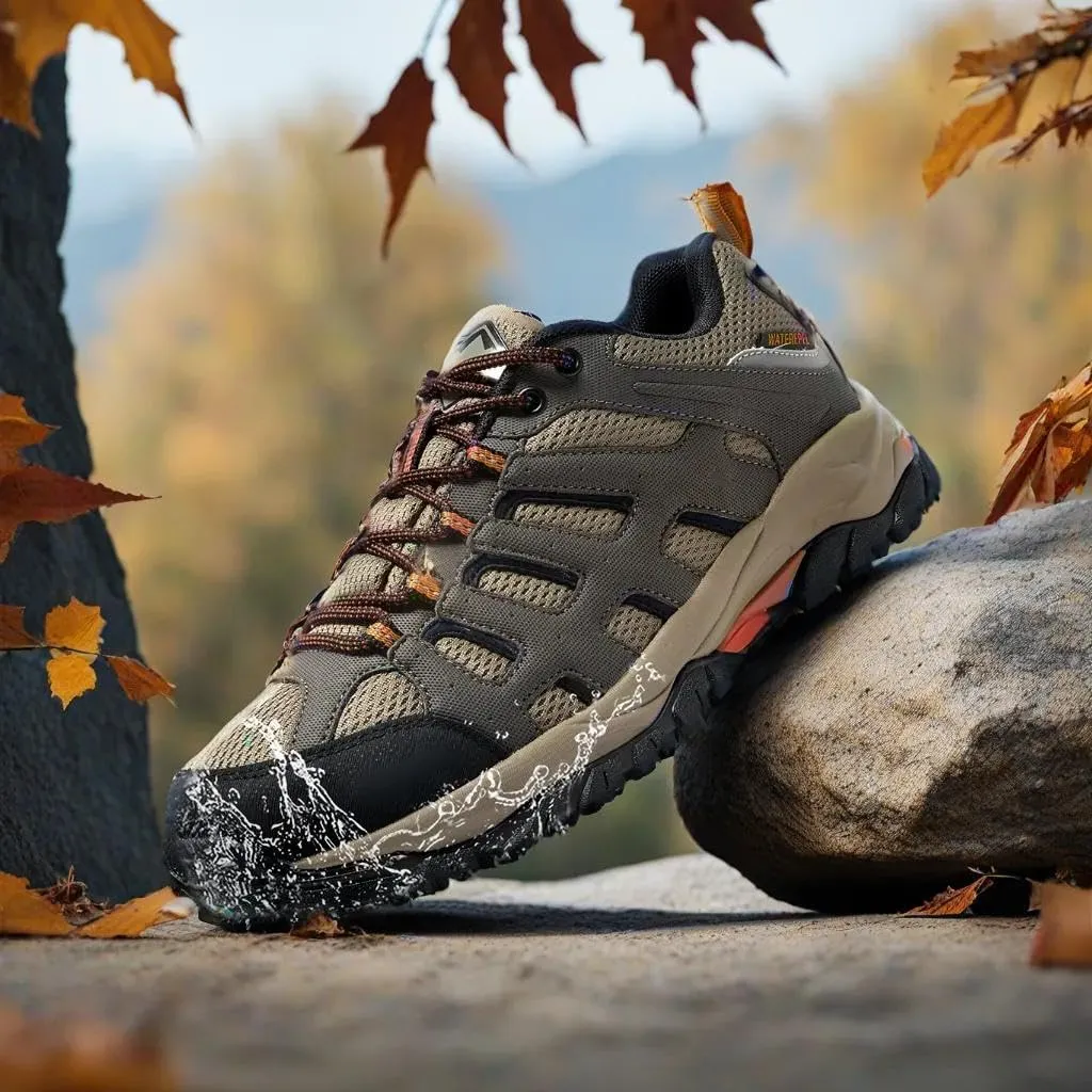 Waterproof Walking Shoes for Men Breathable Low Top Boots Lightweight Non Slip Workout Shoes Comfortable Slip on Snow Rainproof Shoes