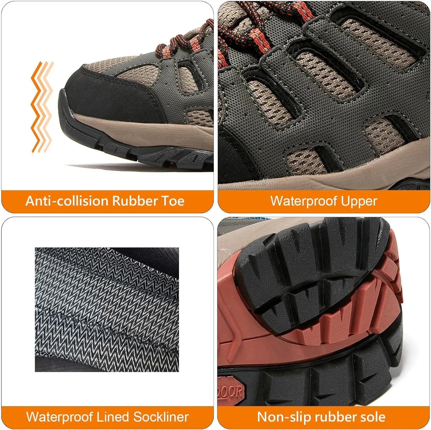 Waterproof Walking Shoes for Men Breathable Low Top Boots Lightweight Non Slip Workout Shoes Comfortable Slip on Snow Rainproof Shoes