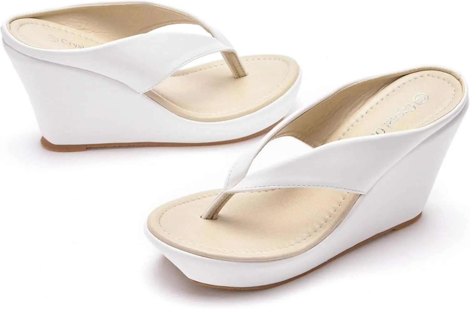 Wedding Bride Shoes Women Wedges Shoes Summer Beach High Heel Slippers Thick Bottom Wedge Heel Waterproof Platform Sandals 9Cm