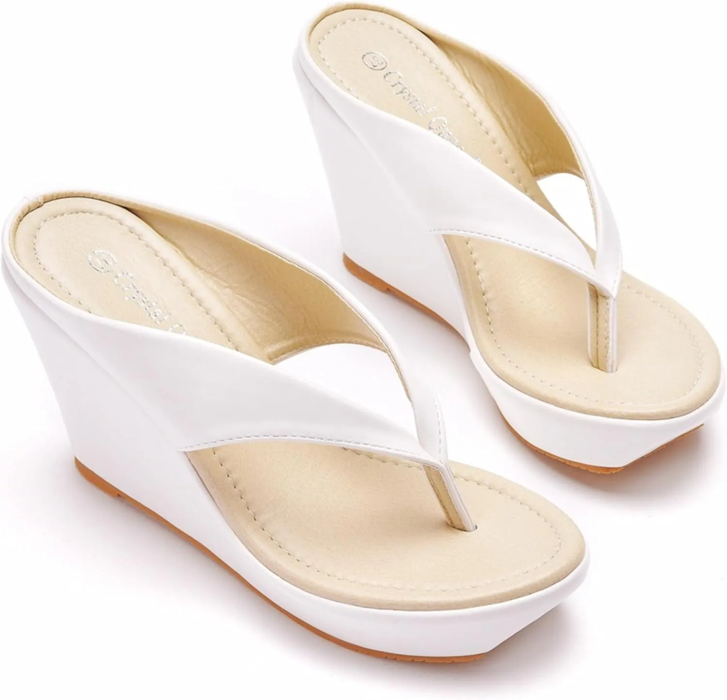 Wedding Bride Shoes Women Wedges Shoes Summer Beach High Heel Slippers Thick Bottom Wedge Heel Waterproof Platform Sandals 9Cm