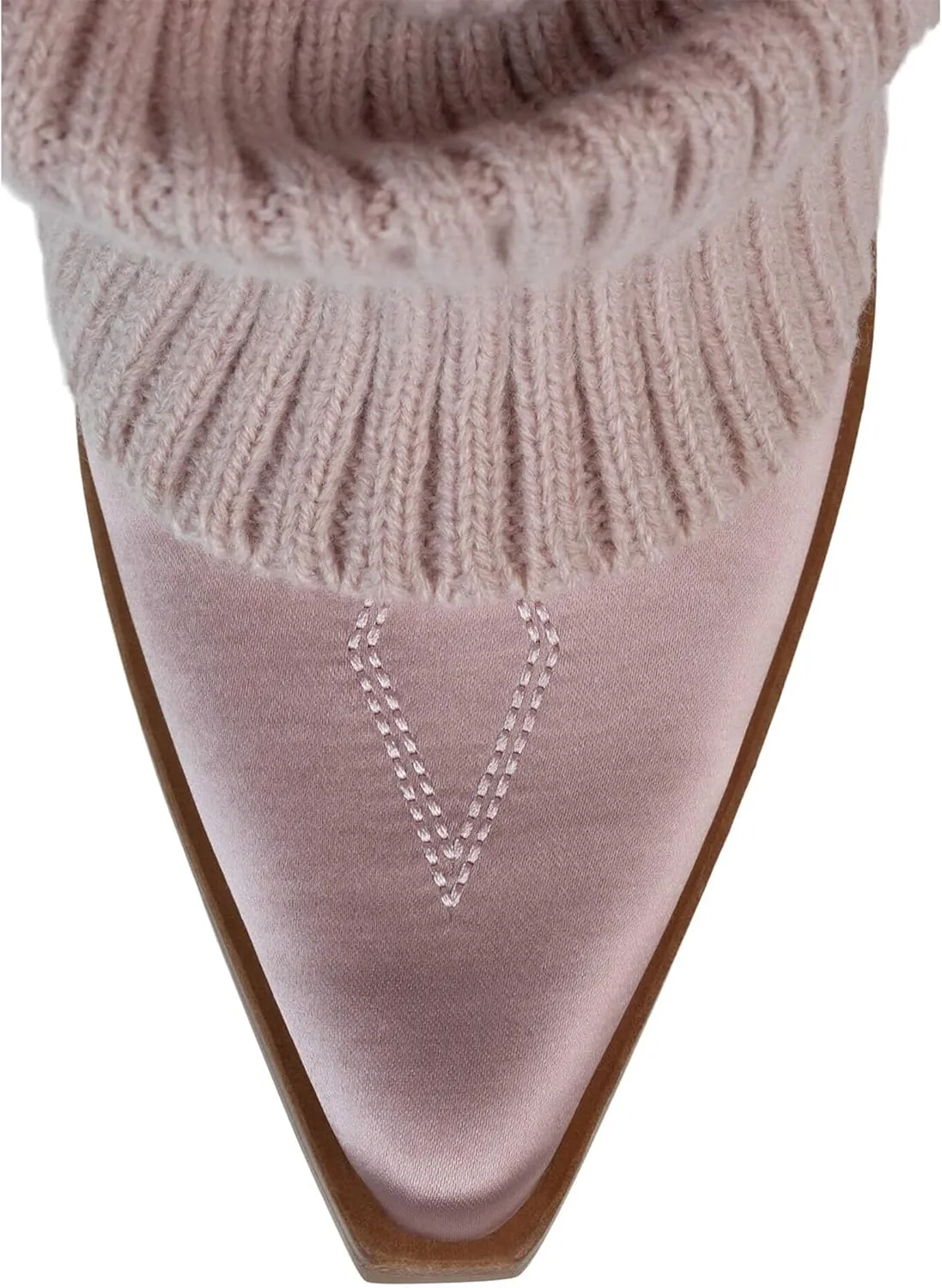 Western Ankle Boots For Women Knitted Fold Over Cowgirl Booties Pointed Toe Cowboy Booties Pull On Chunky Heel Boot Country Concert Trendy Heeled Shoes