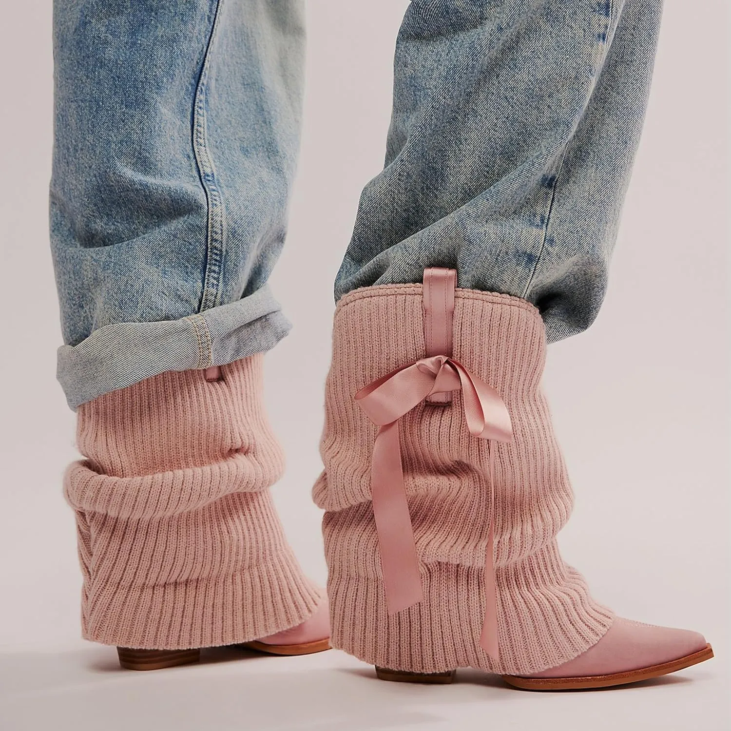 Western Ankle Boots For Women Knitted Fold Over Cowgirl Booties Pointed Toe Cowboy Booties Pull On Chunky Heel Boot Country Concert Trendy Heeled Shoes