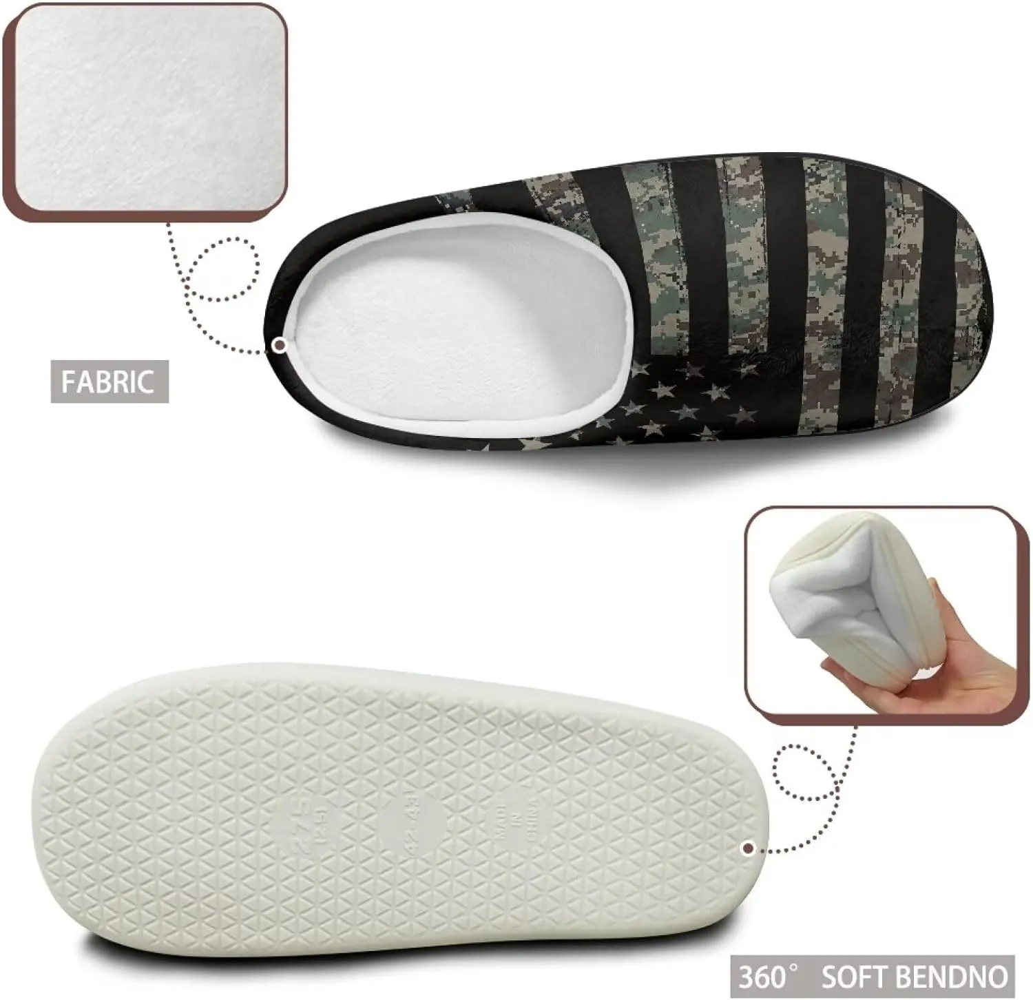 Winter Slippers for Women Men Lightweight Slip-on House Slippers Indoor Fluffy Shoes Size 34-50