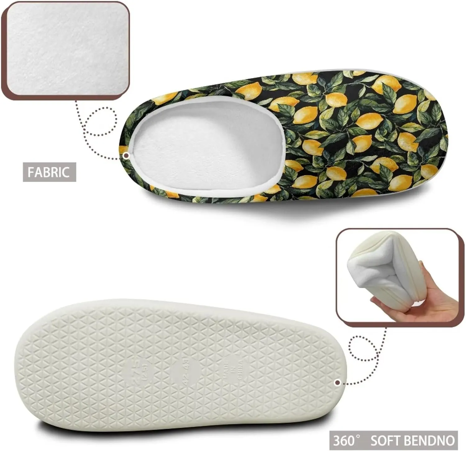 Winter Slippers for Women Men Soft Slip-on House Slippers Indoor Fluffy Shoes Xmas Decor Size 34-50, White Sole