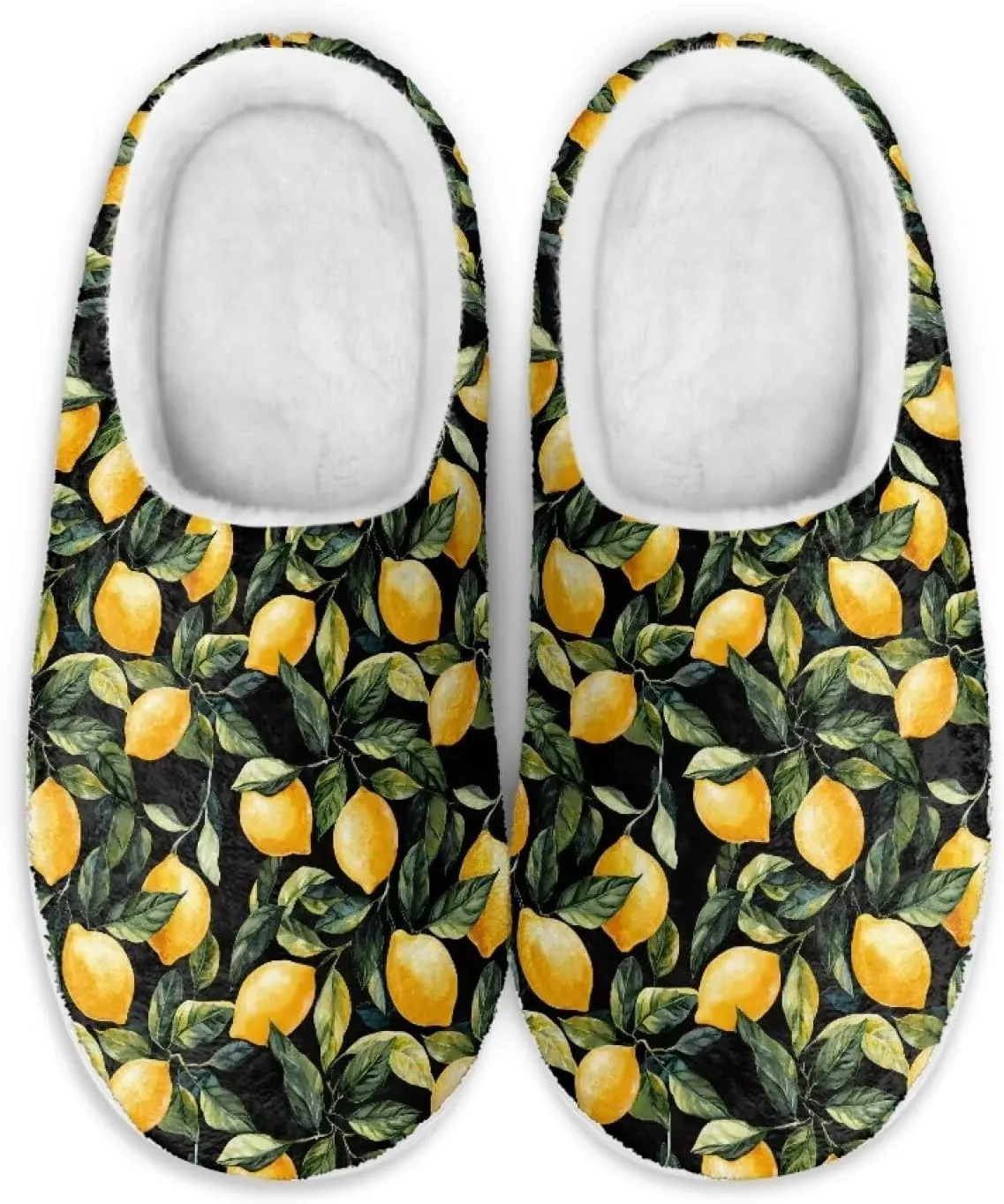 Winter Slippers for Women Men Soft Slip-on House Slippers Indoor Fluffy Shoes Xmas Decor Size 34-50, White Sole