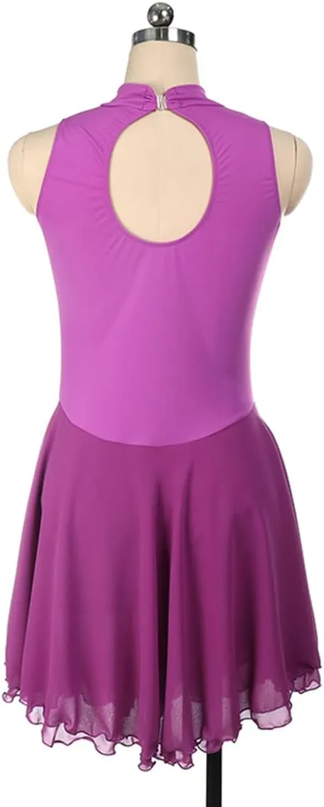 Winter Sports Figure Skating Dress Turtleneck Sleeveless Ballet Dance Sparkly Tutu Dress Crystal Activewear