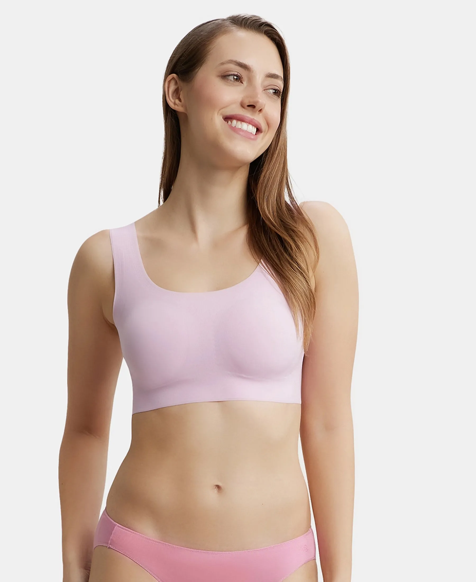 Wirefree Padded Soft touch Microfiber Elastane Full Coverage Lounge Bra with 360 Degree Stretch - Fragrant Lily