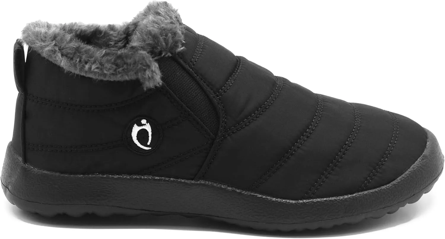 Women Boots Warm Lightweight Waterproof Soft Slip-On Casual Black Ankle Winter Snow Shoes
