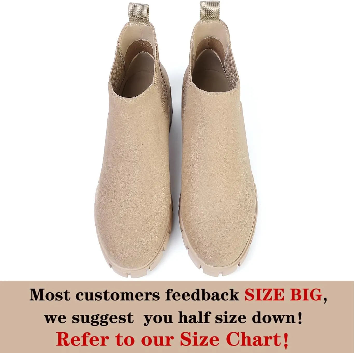Women Chelsea Boots Comfortable Lug Sole Slip On Ankle Booties