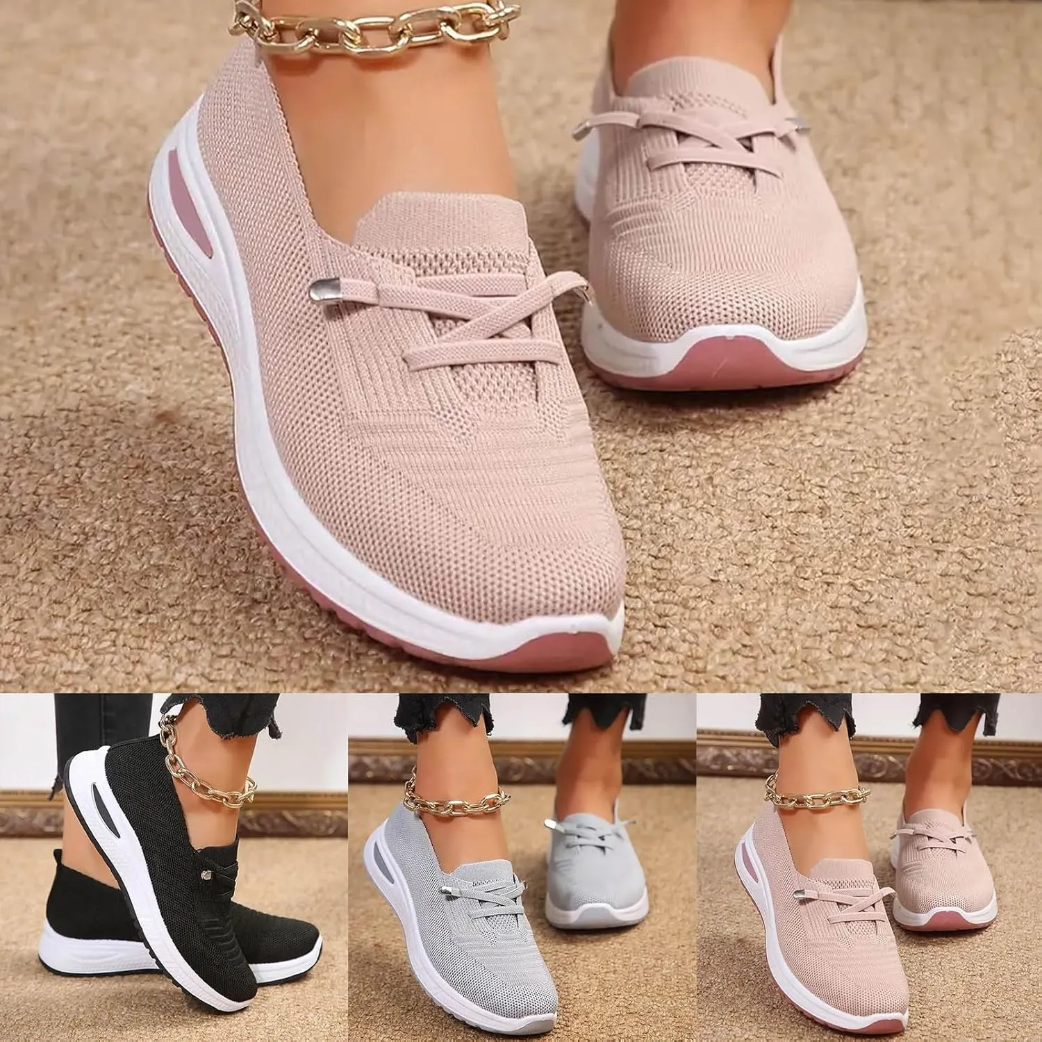 Women Comfy Orthopedic Walking Shoes, 2025 New Wide Width Orthopedic Shoes Non Slip Lightweight Breathable Slip On Arch Support Non-Slip Sneakers