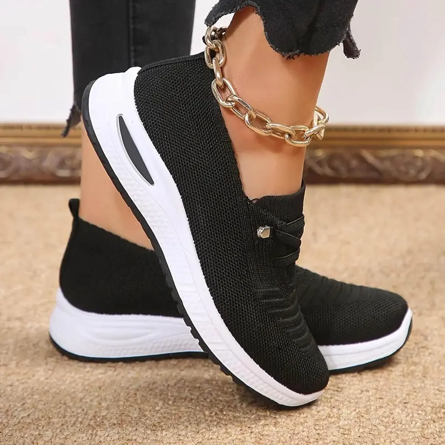Women Comfy Orthopedic Walking Shoes, 2025 New Wide Width Orthopedic Shoes Non Slip Lightweight Breathable Slip On Arch Support Non-Slip Sneakers