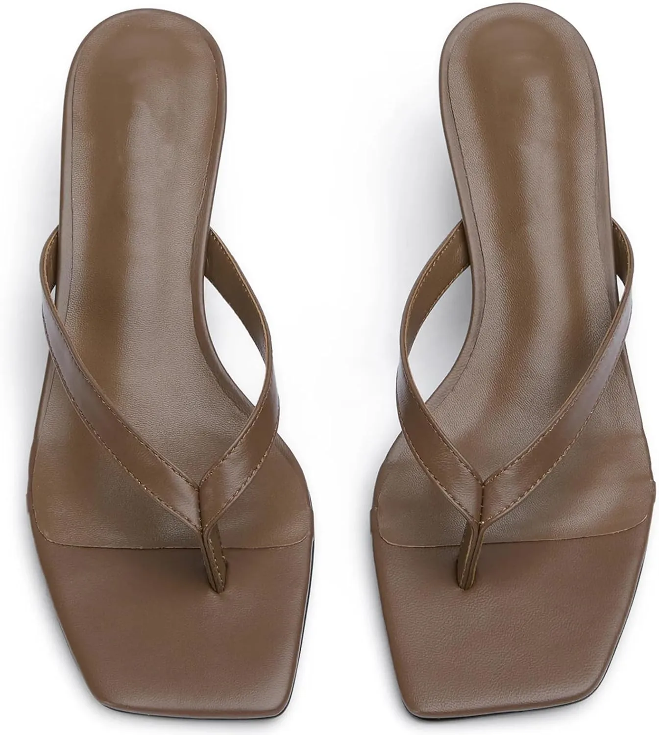 Women Kitten Heel Thong Sandals Square Open Toe Flip Flop Sandals Low Heel Fashion Party Dress Heeled Sandals