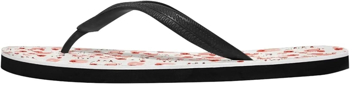 Women Pig Cat Bunny Print Flip Flop Sandal, American Flag Lightweight Thong Sandals Comfort Summer Beach Slippers