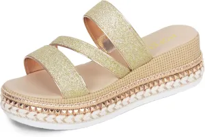 Women Platform Sandals Espadrille Slip on Open Toe Boho Wedge Sandals for Women Dressy Casual Summer