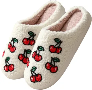 Women Slippers Cute House Slippers Strawberry Slippers Comfy Soft Bedroom Shoes Warm Fuzzy Slip-On Slippers Indoor Non-slip Plush Bedroom Slippers, E-24TX001