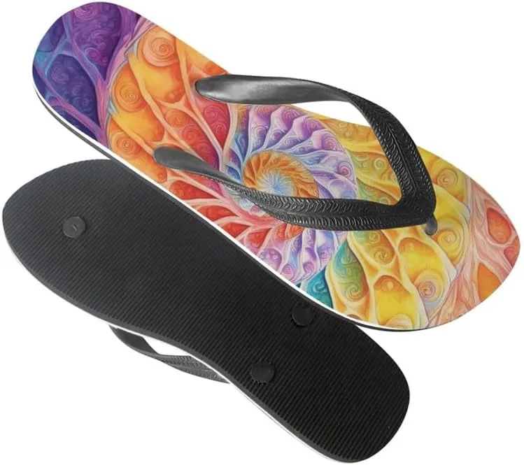 Women Tie-Dye Flip Flop Sandal, Hawaii Graffiti Soft Comfort Fit Slippers for Summer Unisex Outdoor Shower Slippers