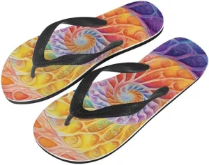 Women Tie-Dye Flip Flop Sandal, Hawaii Graffiti Soft Comfort Fit Slippers for Summer Unisex Outdoor Shower Slippers