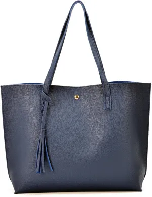 Women Tote Bags Top Handle Satchel Handbags PU Faux Leather Tote Bag with Tassel Shoulder Purse