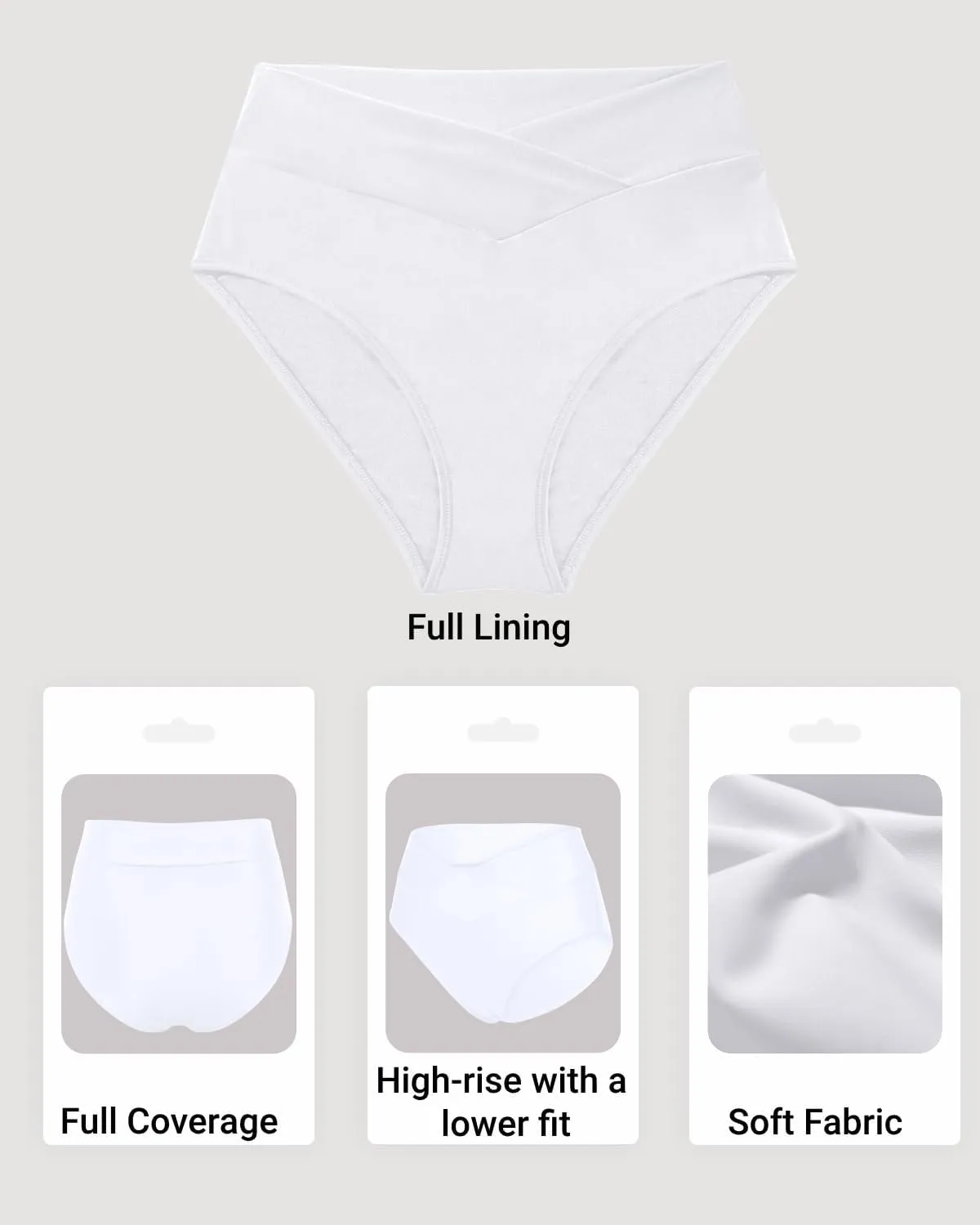 Women V Cut Full Coverage Bikini Bottom - High Waist Swim Bathing Suit Bottoms Cross V Front Swimsuit