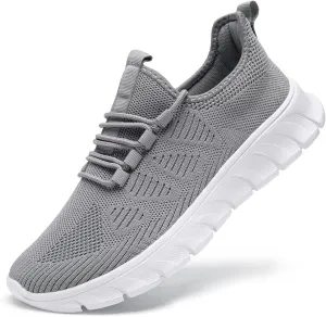 Women Walking Running Shoes Tennis Gym Slip On Workout Athletic Fashion Sneakers Lightweight Breathable Sport Jogging Casual Shoe Grey Size 6