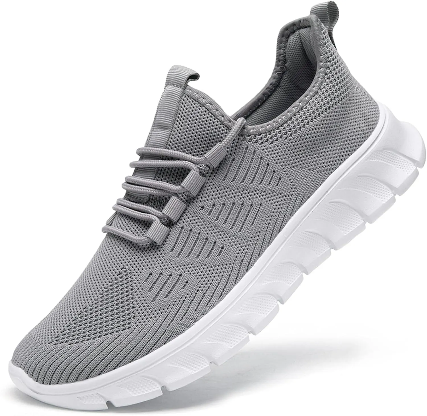 Women Walking Running Shoes Tennis Gym Slip On Workout Athletic Fashion Sneakers Lightweight Breathable Sport Jogging Casual Shoe Grey Size 6