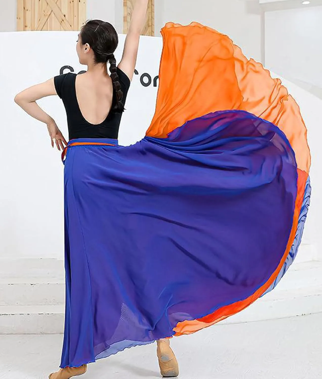 Women's 720 Fairy Lyric Dance Gradient Chiffon Swing Skirt for Ballet and Modern Dance
