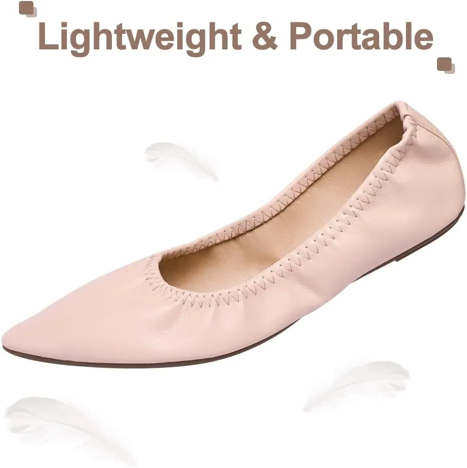 Women's Ballet Flat Slip On Flats - Classic Casual Dress Shoes, Foldable Portable Travel Ballet Walking Shoes