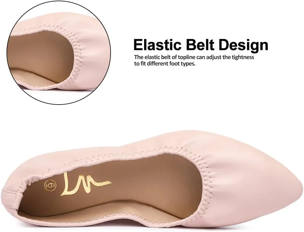 Women's Ballet Flat Slip On Flats - Classic Casual Dress Shoes, Foldable Portable Travel Ballet Walking Shoes