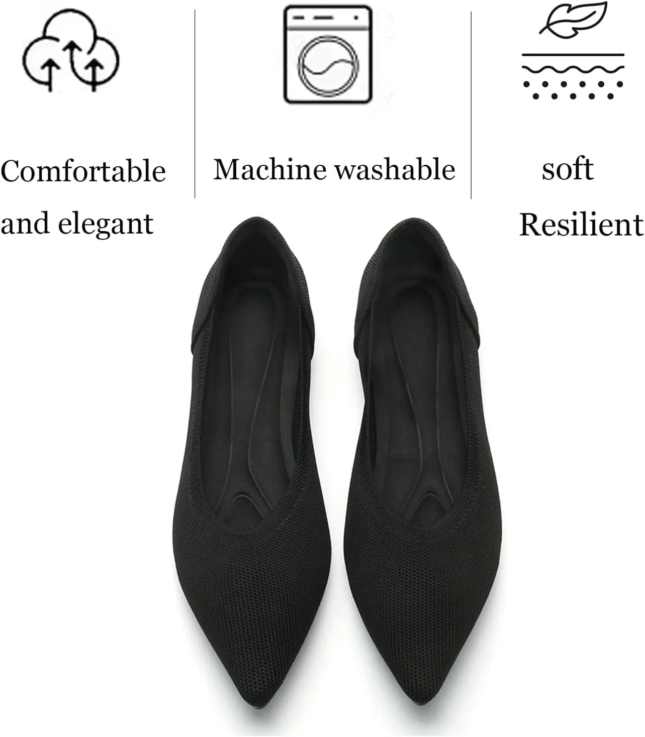 Women's Ballet Flats Comfort Breathable Mesh Knit Leopard Black Pointed Toe Slip On Shoes